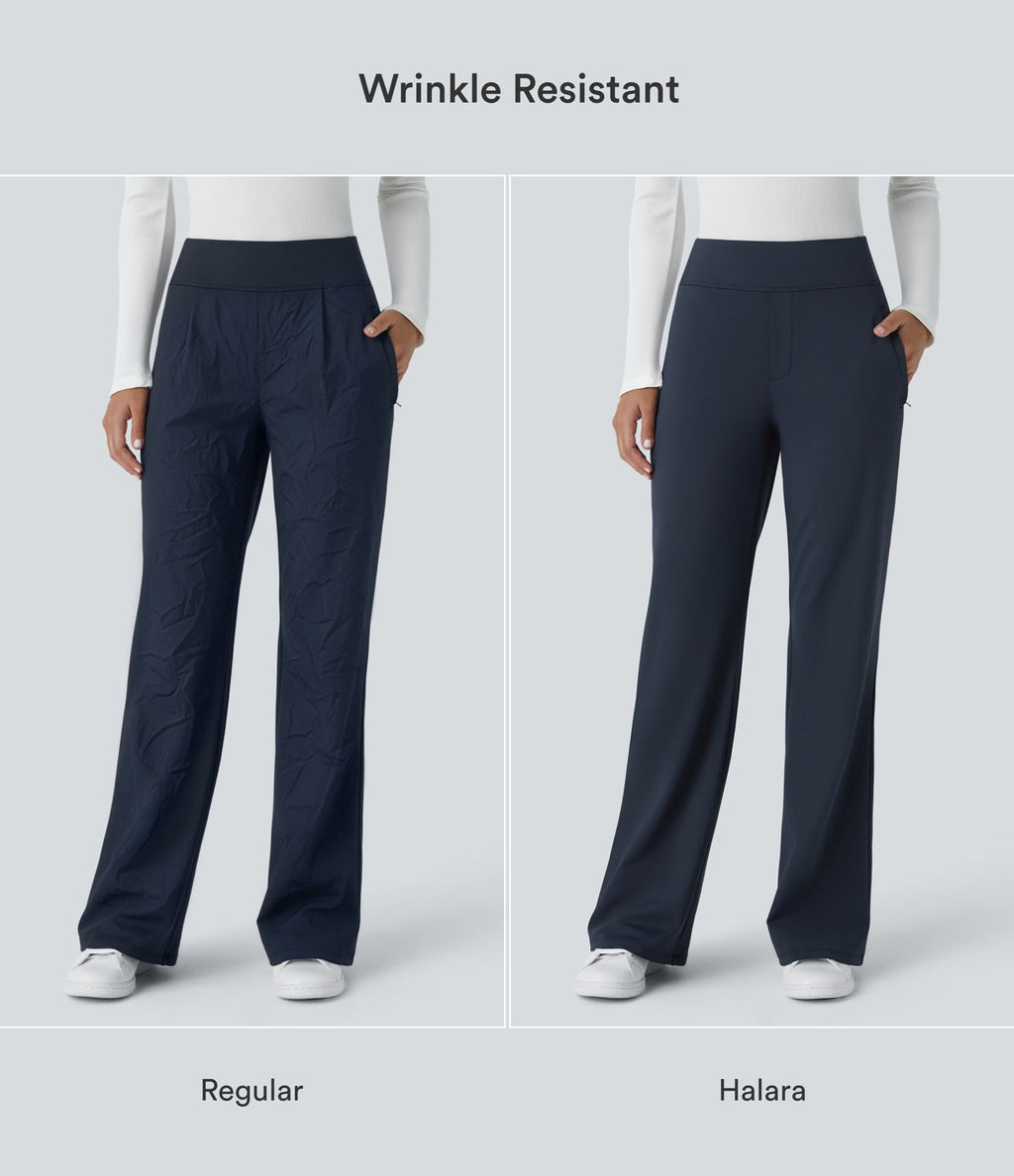 Pantalon tailleur évasé taille mi-haute Halara Flex™ DayStretch avec zip latéral et poches