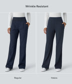 Pantalon tailleur évasé taille mi-haute Halara Flex™ DayStretch avec zip latéral et poches