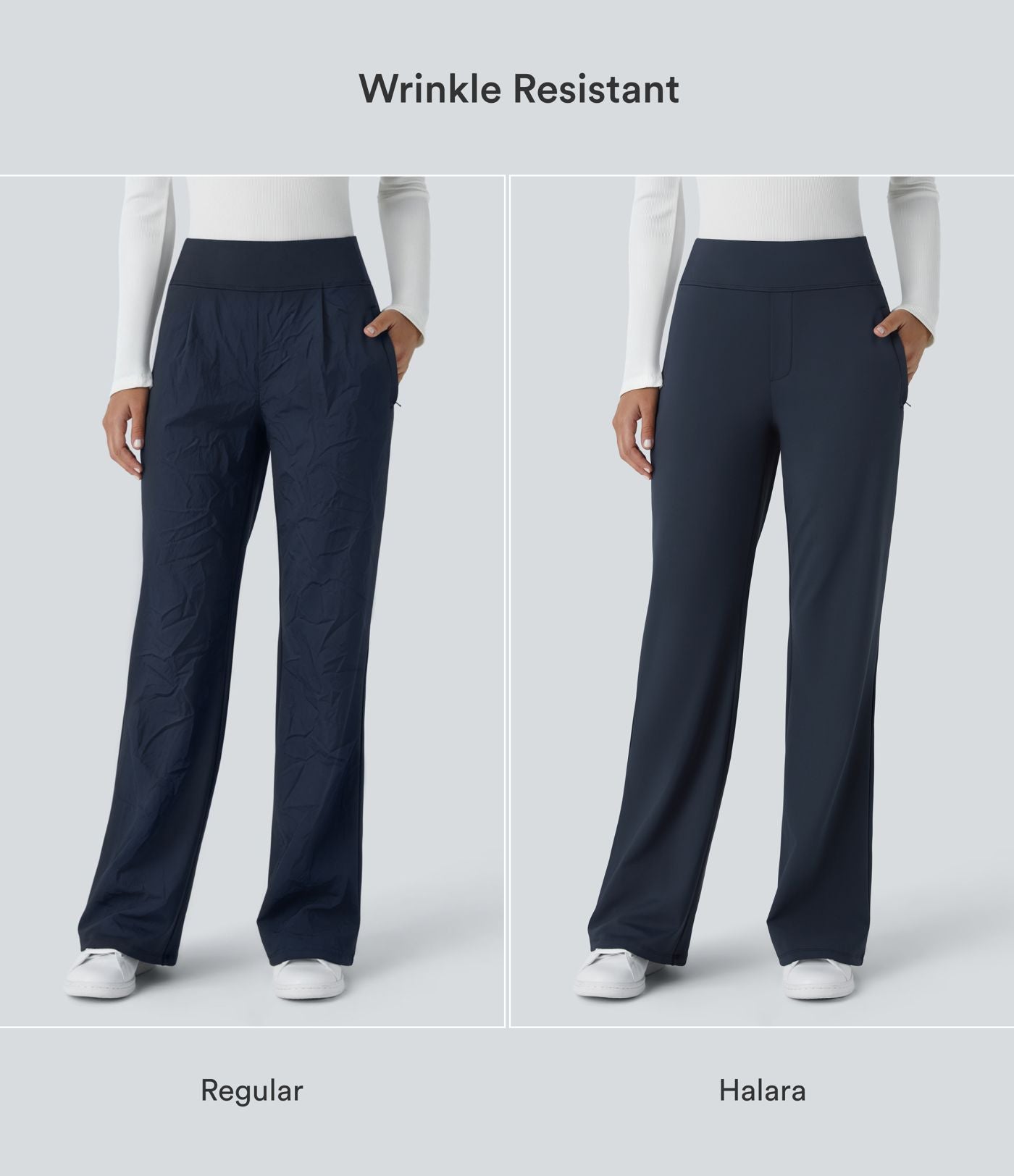 Pantalon tailleur évasé taille mi-haute Halara Flex™ DayStretch avec zip latéral et poches