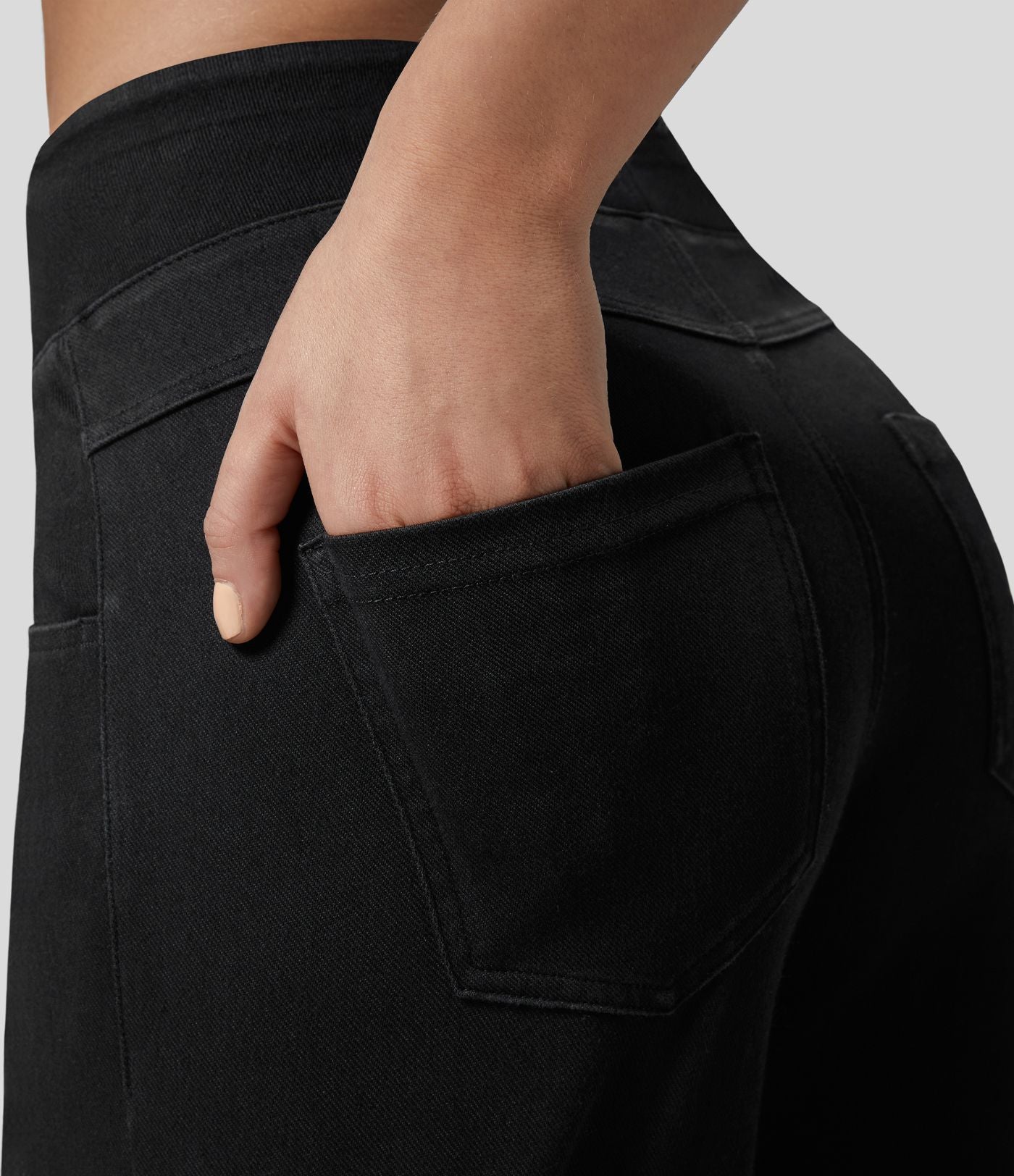 Halara Flex™ Jean Large Travail à Taille Haute Poches Multiples et Tricot Extensible