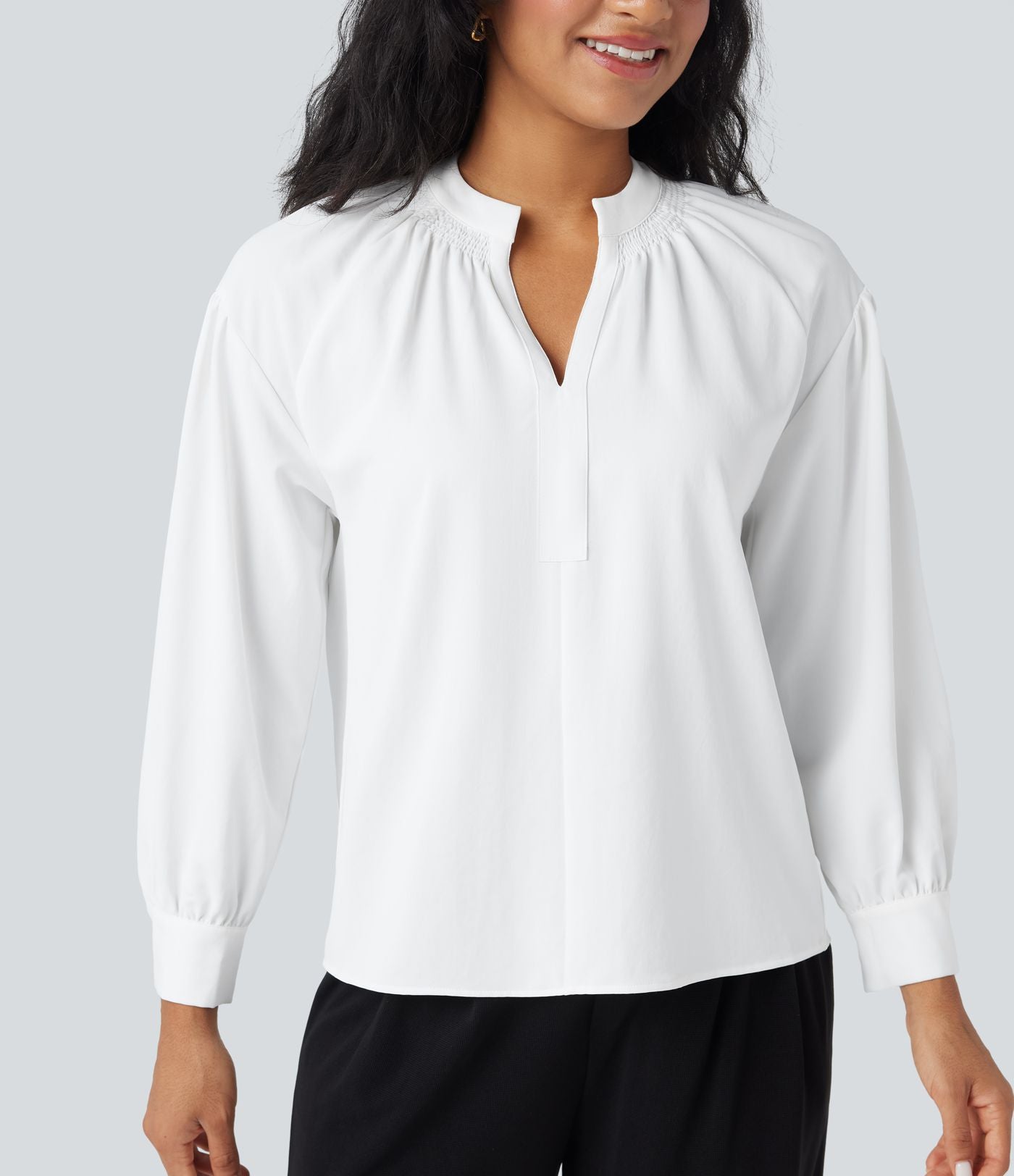 Chemise de travail manches longues col V