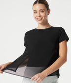 Haut sport SoftlyZero™ Airy effet frais InstantCool à col rond avec superposition en mesh, protection solaire UPF50+