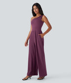 Combinaison de soirée Breezeful™ asymétrique dos nu séchage rapide avec poches latérales