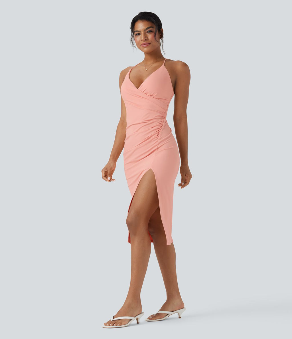 Robe moulante SoftlyZero™ Airy croisée froncée laçage effet frais InstantCool, bonnets E-G, protection solaire UPF50+