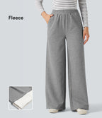 Pantalon baggy polaire taille haute avec poches