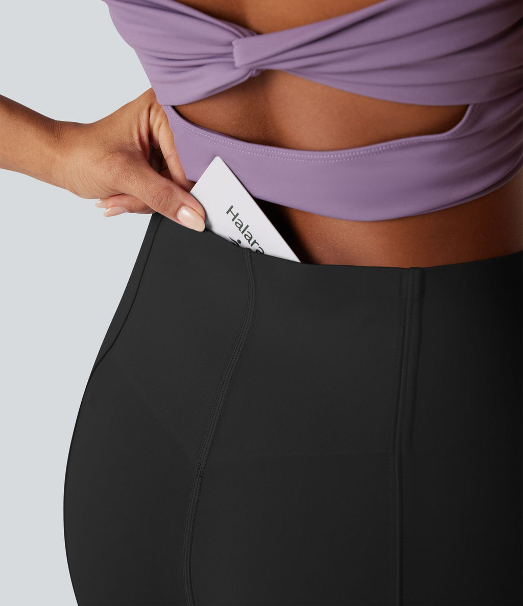 Pantalon décontracté bootcut ventre plat taille haute avec poche