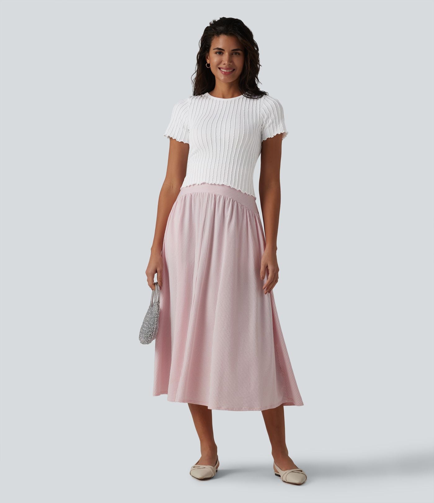 T-shirt crop décontracté OneForm Seamless Flow col rond manches courtes