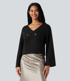 Cardigan tailleur col V manches raglan longues coupe décontractée