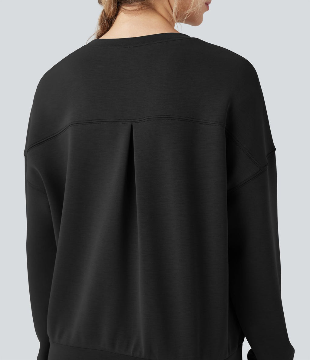 Sweat-shirt décontracté SpacerTek™ col arrondi, manches longues et dos croisé