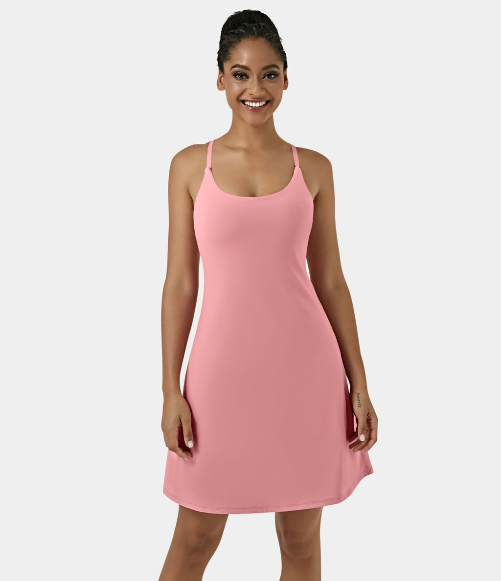 Softlyzero™ Airy Robe Sport de Yoga Plus Longue Dos Nu Découp Bretelles Réglables et Poches