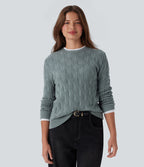 Pull décontracté col rond manches longues
