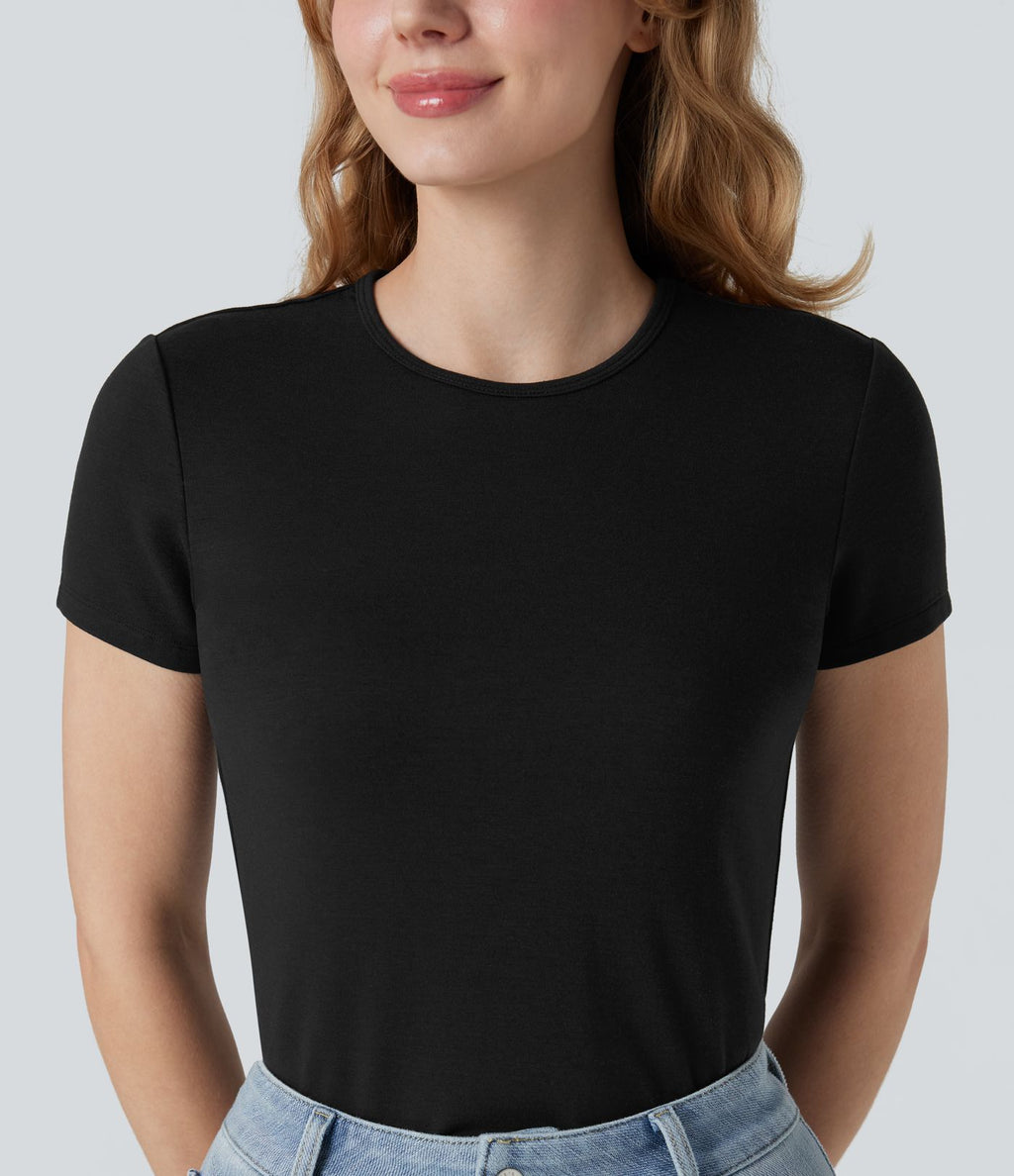 T-shirt chauffant col rond à manches courtes Halara HeatCore
