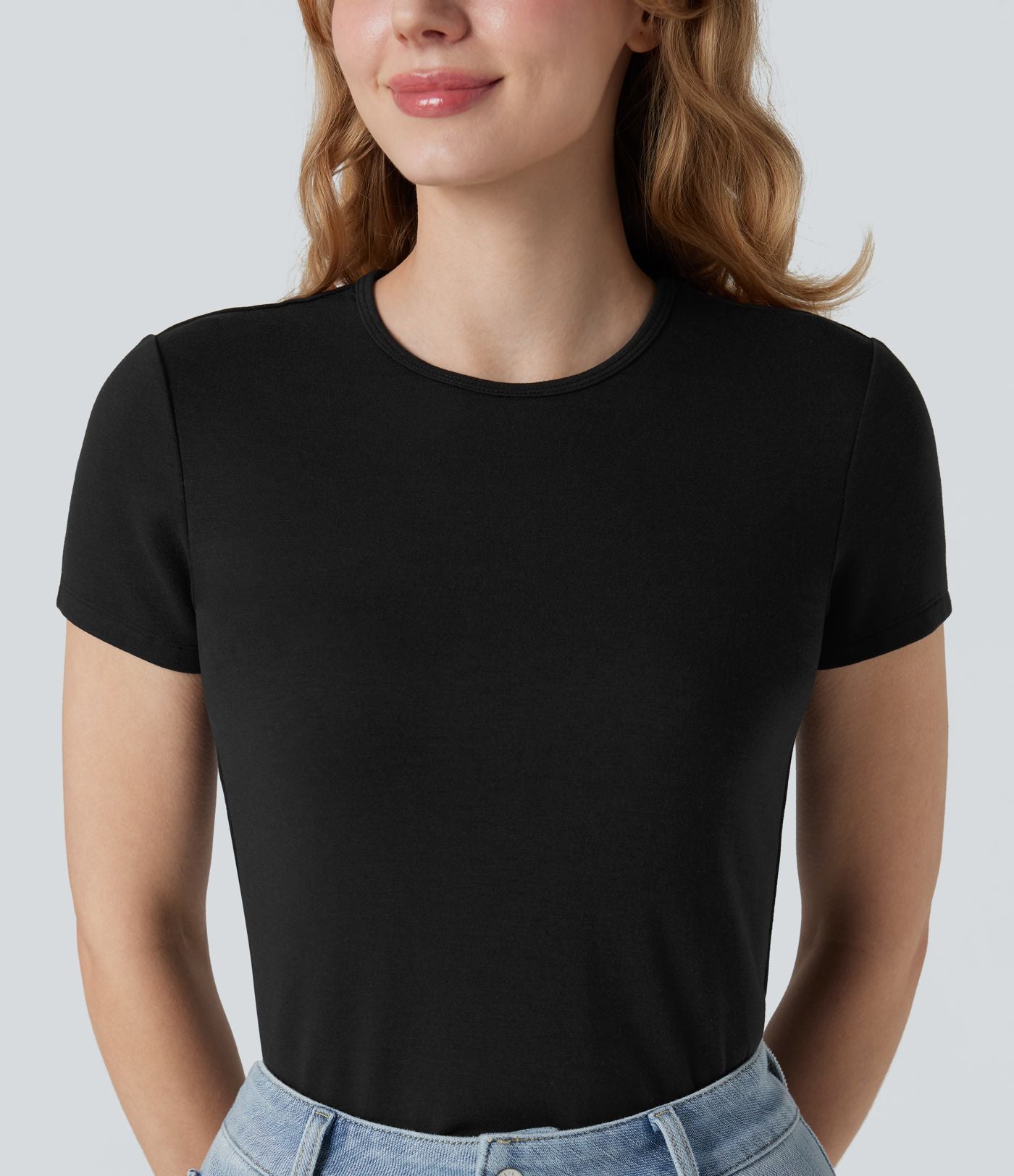 T-shirt chauffant col rond à manches courtes Halara HeatCore