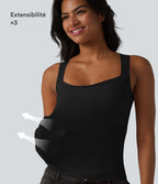 Débardeur décontracté col carré avec soutien-gorge intégré bonnets B-E