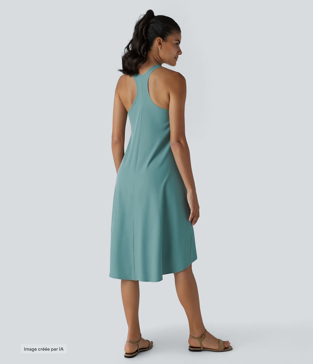 Robe décontractée mi-longue Breezeful™ dos nageur poche latérale fluide asymétrique séchage rapide A-C