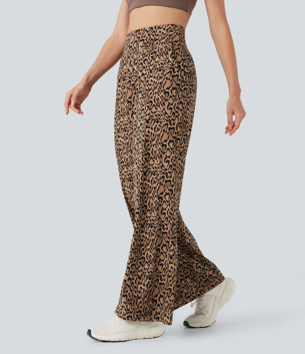 Pantalon de yoga large Halara UltraSculpt™ taille haute imprimé léopard avec poches