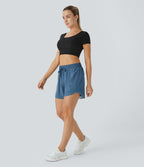 Short 12,5cm Running Fluide 2 en Taille Mi-Haut Cordon de Serrage Mesh Contrastant