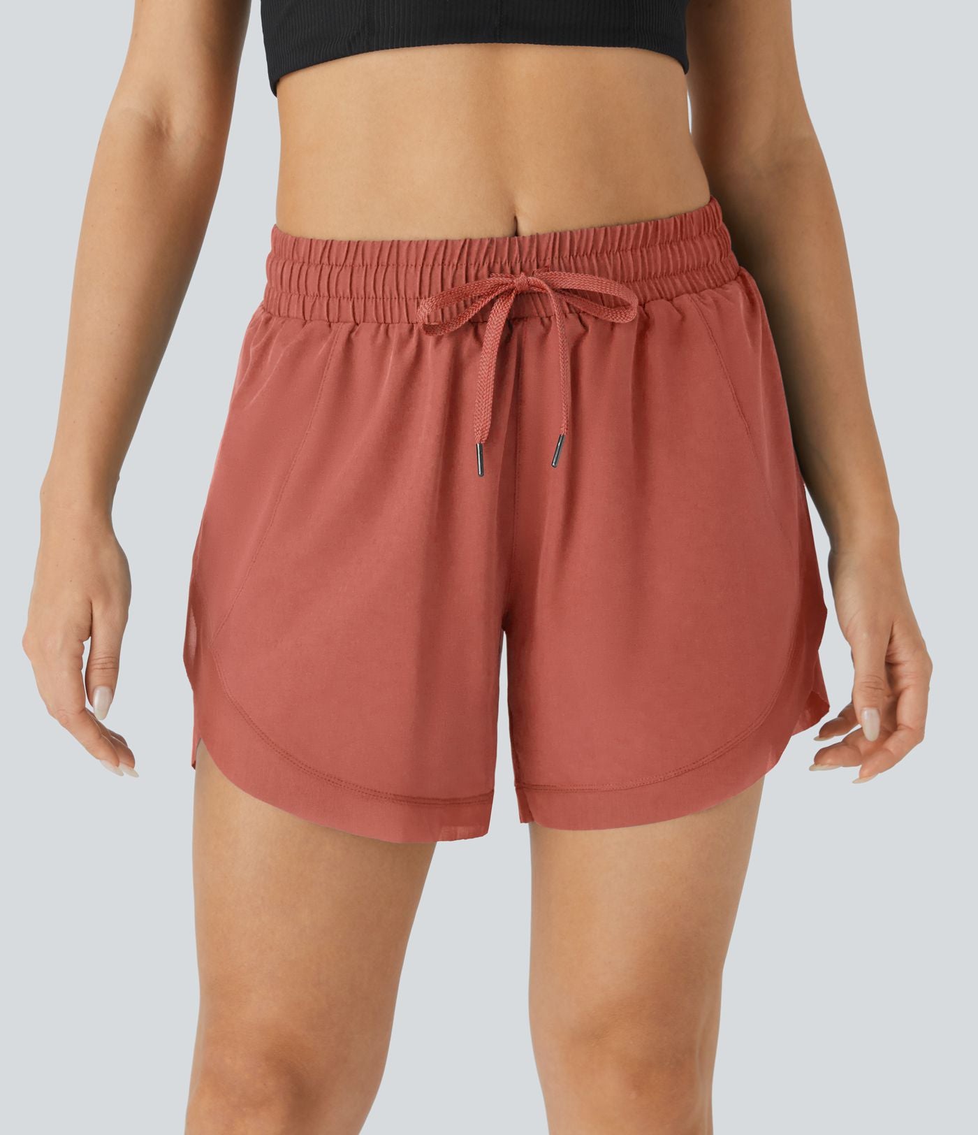 Short 12,5cm Running Fluide 2 en Taille Mi-Haut Cordon de Serrage Mesh Contrastant