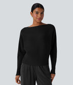 Pull décontracté col bateau manches chauve-souris