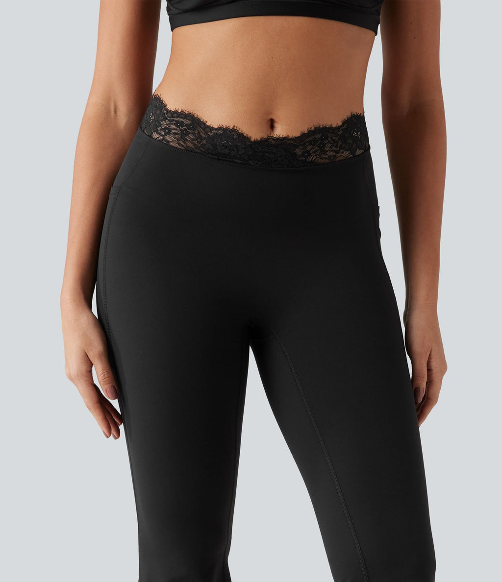 Legging de yoga flare Halara UltraSculpt™ longueur mollet avec dentelle contrastée et poches