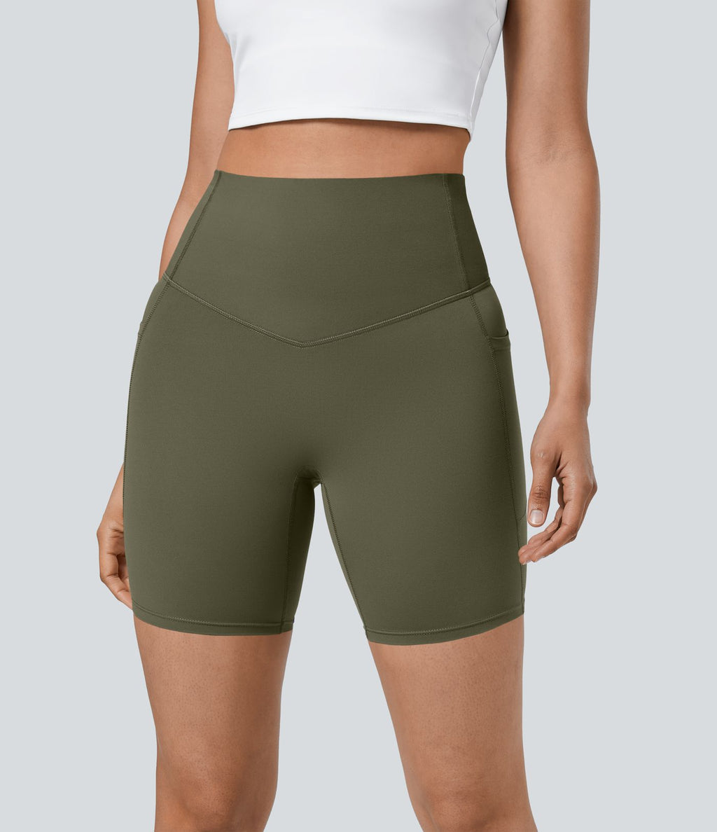 Short cycliste 17,5 cm d'entraînement gainant taille haute avec poches Halara UltraSculpt™