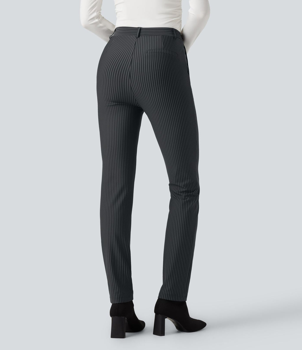 Pantalon de travail Halara Flex™ skinny à rayures, taille haute, avec poches