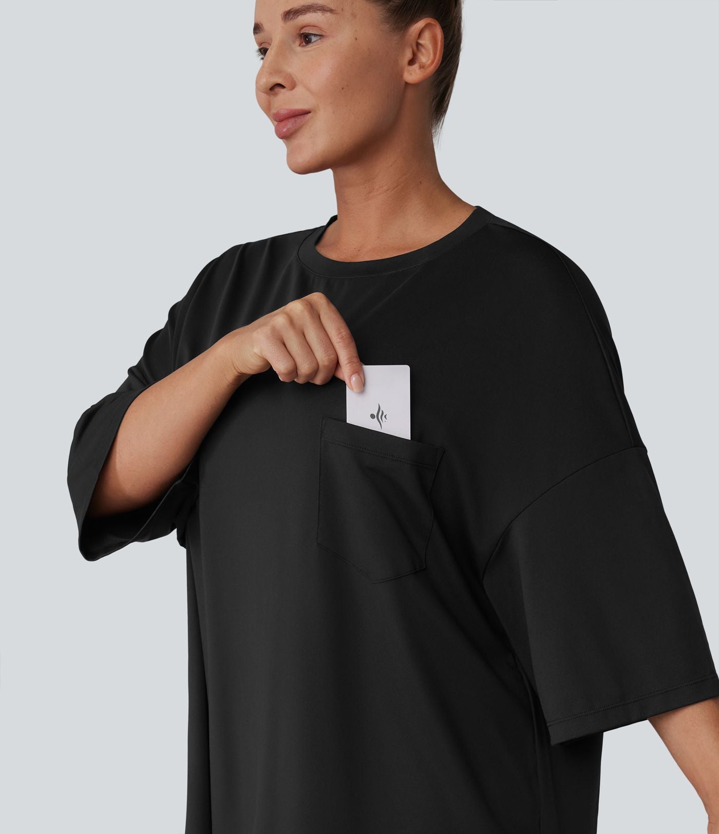 T-shirt décontracté col rond avec poche