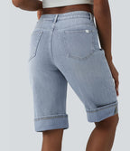 Short tailleur Halara Flex™ denim casual taille mi-haute avec poches