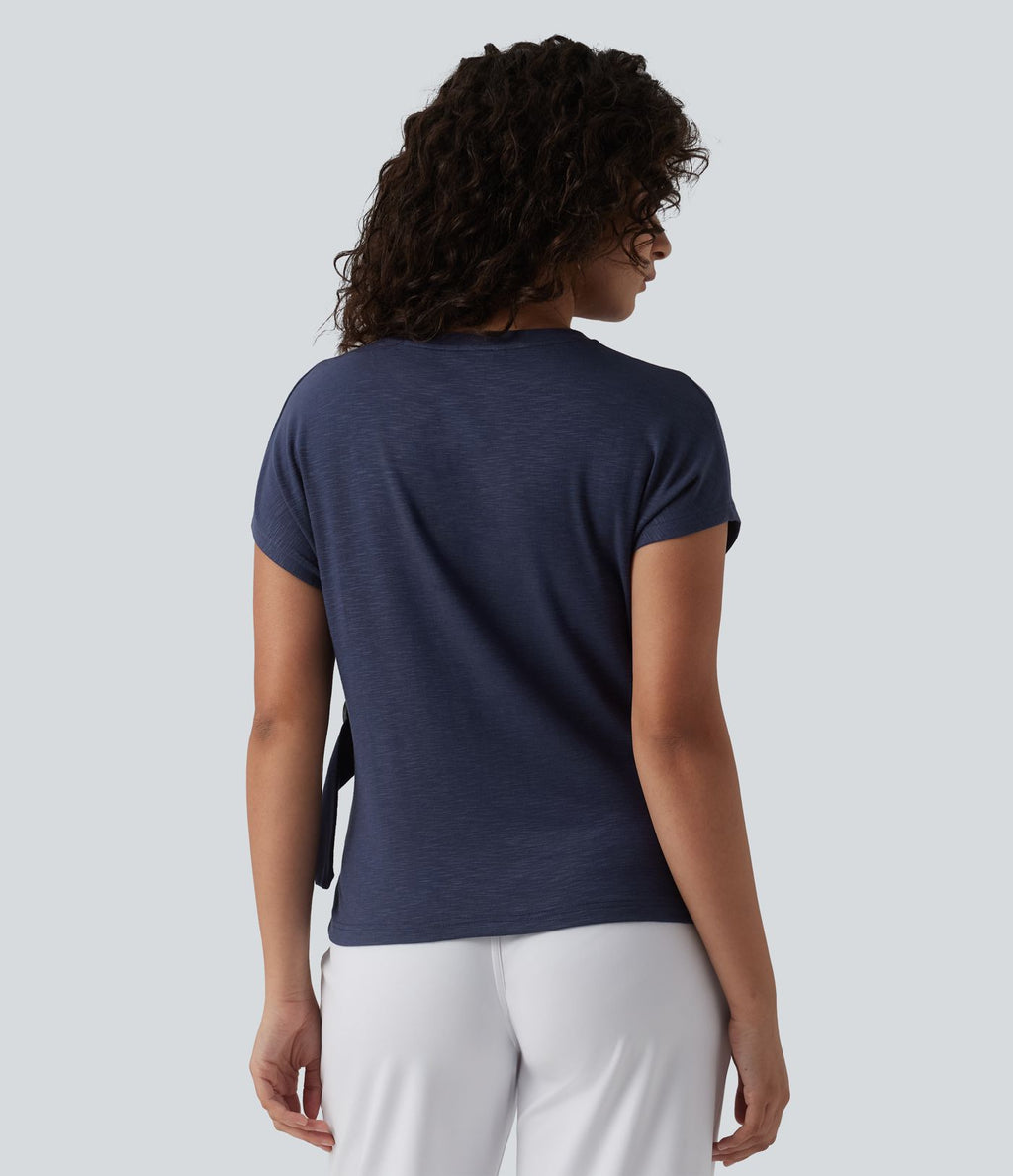 Top tailleur col rond manches courtes raglan
