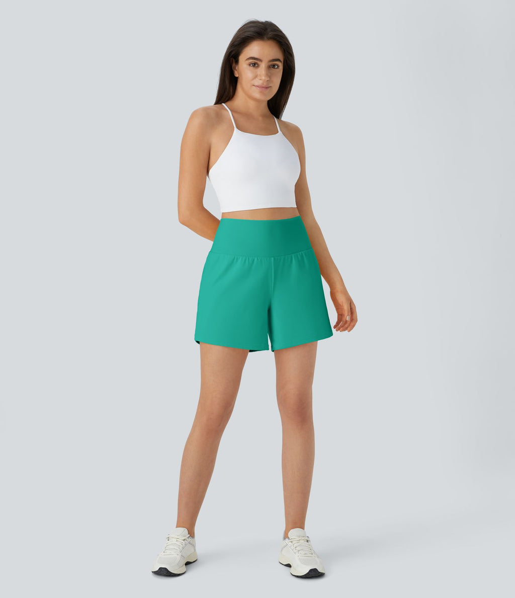 Short yoga 2-en-1 SoftlyZero™ Airy effet frais InstantCool taille très haute 12,5 cm avec poches, longueur allongée