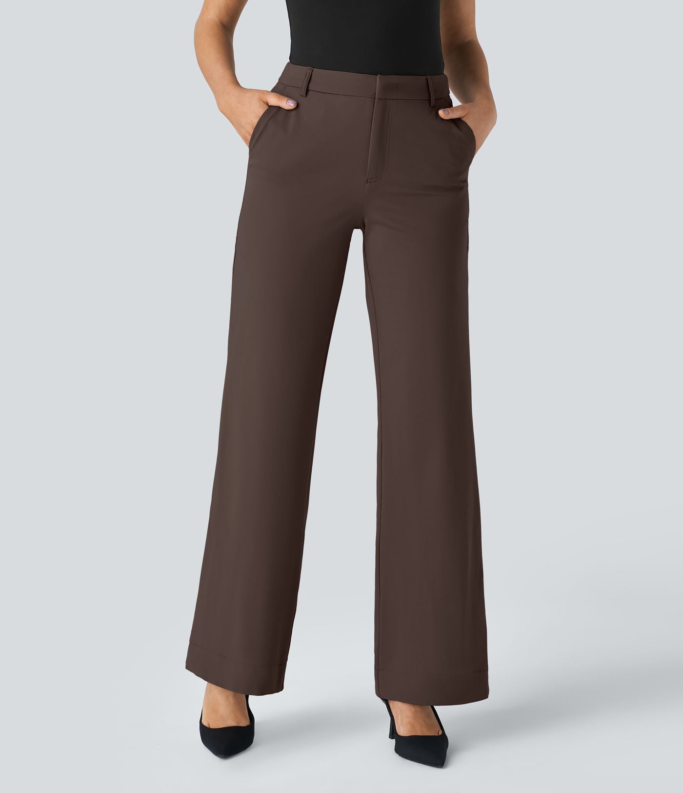 Pantalon de travail Halara Flex™ droit, taille mi-haute, avec poches