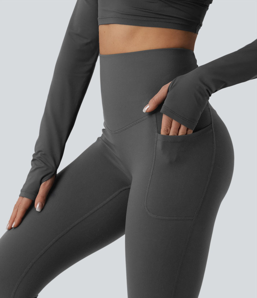 Halara Ultrasculpt™ Legging de running gainant taille haute dos croisé avec poches