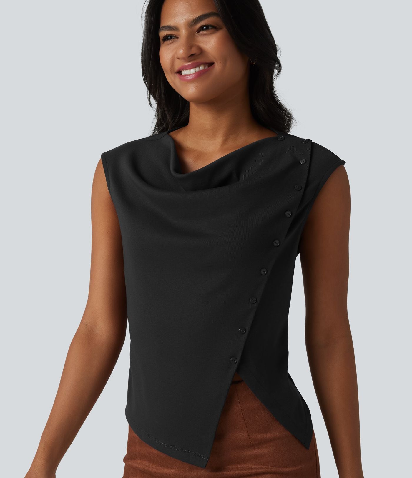T-shirt décontracté à col bénitier et manches courtes