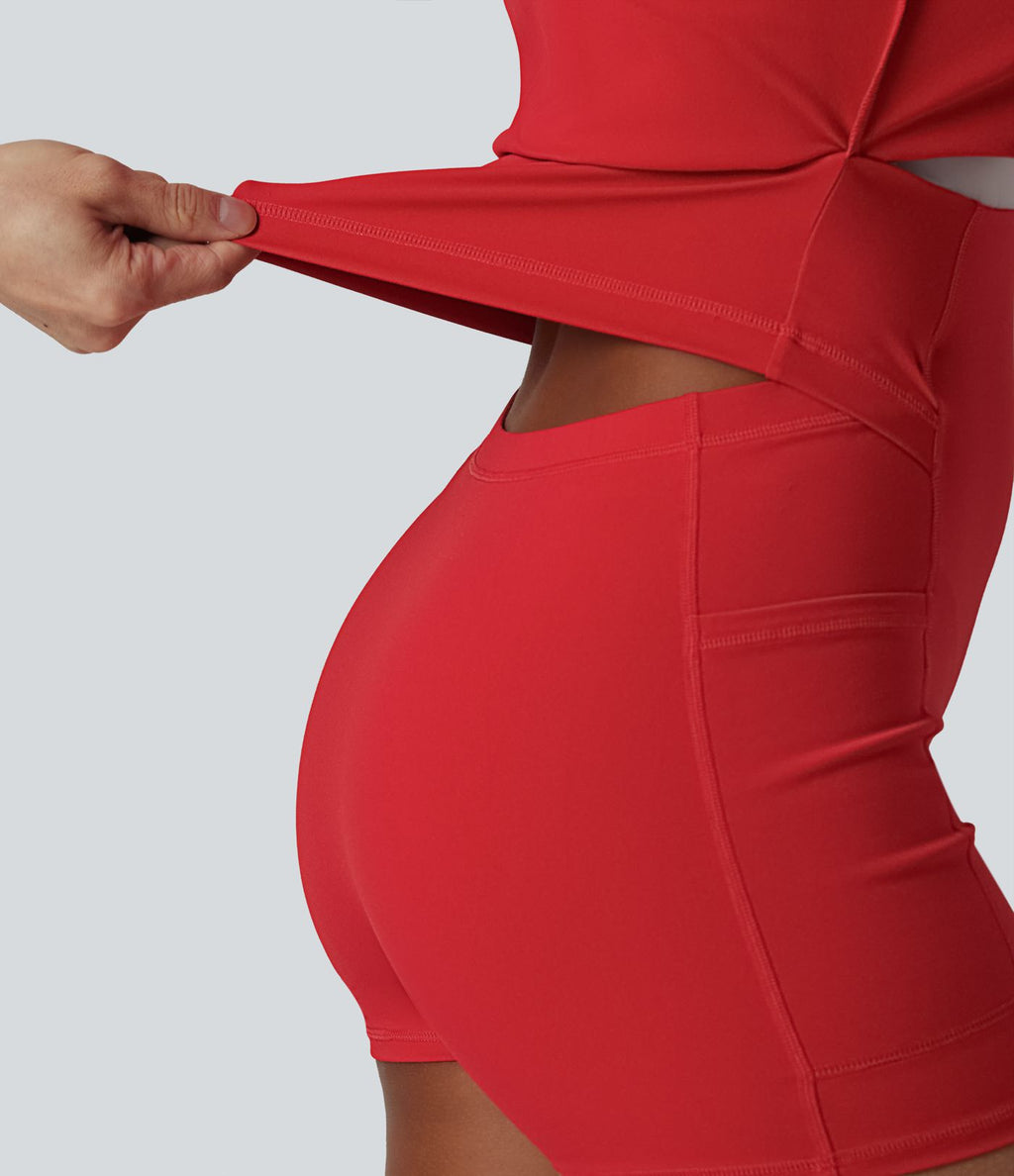 SoftlyZero™ Plush Robe sport de danse push-up à bretelles torsadées ajustables, coussinets intégrés non amovibles bonnets E-G avec poches – Easy Peasy