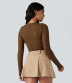 Haut de sport col rond imprimé léopard transparent à manches longues sans couture OneForm Seamless Flow