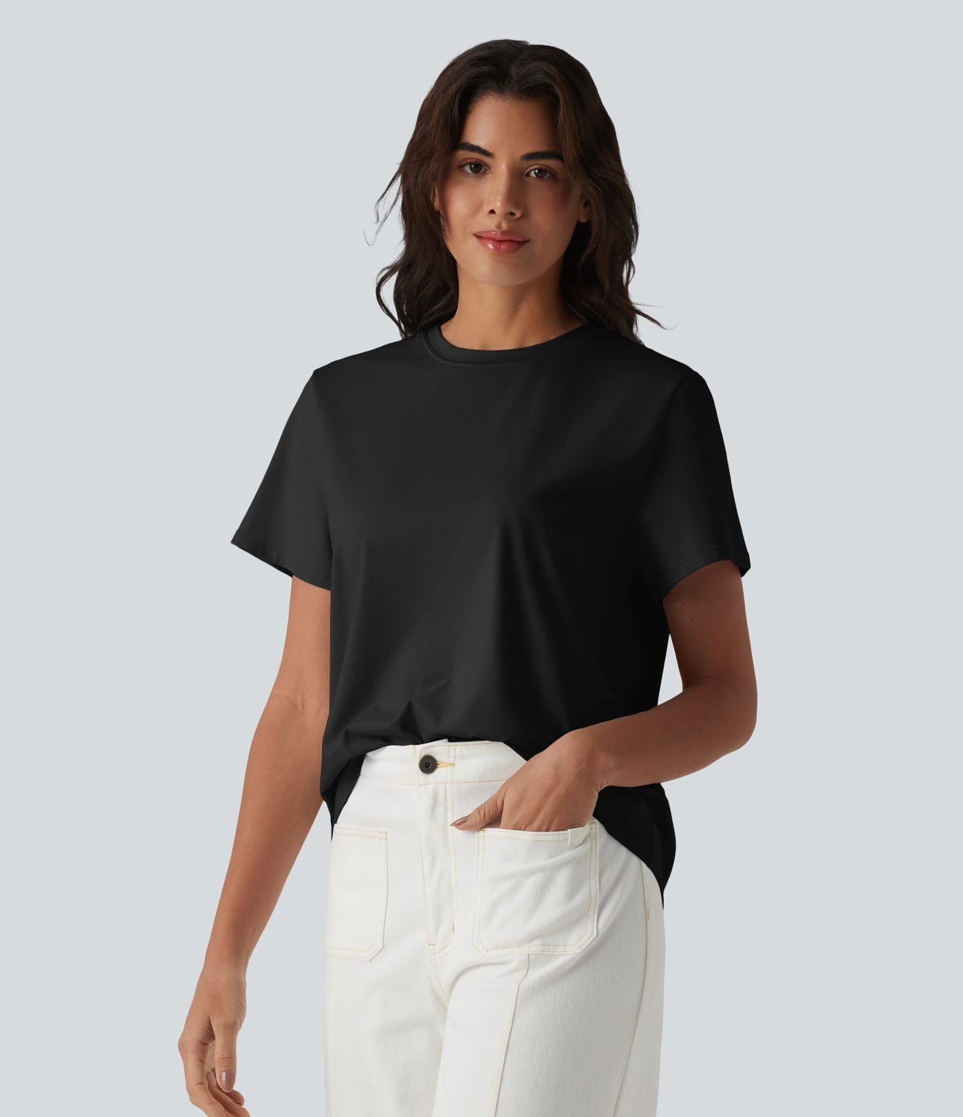 T-shirt casual col rond manches courtes en coton
