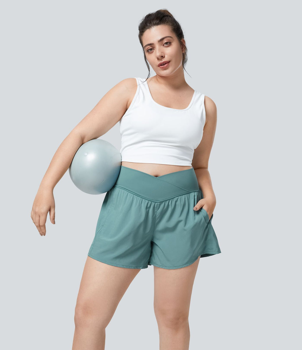 Breezeful™ Short 11,3cm De Yoga 2 En 1 Taille Haute Avec Poche Latérale Croisée Et Séchage Rapide