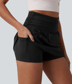 Jupe de tennis SoftlyZero™ Airy mini 2-en-1 gainante froncée taille haute à effet frais InstantCool et poches, protection solaire UPF50+