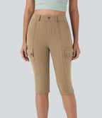 Pantalon cargo pedal pusher ajusté uni taille haute DayStretch avec poches zippées
