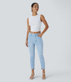 Jean skinny 7/8 décontracté taille basse Halara Flex™ avec poches zippées