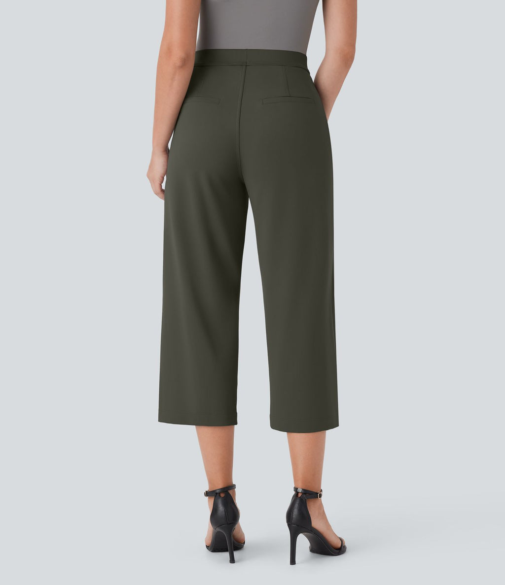 Pantalon capri de travail coupe droite taille haute Halara Flex™ DayStretch avec poches latérales