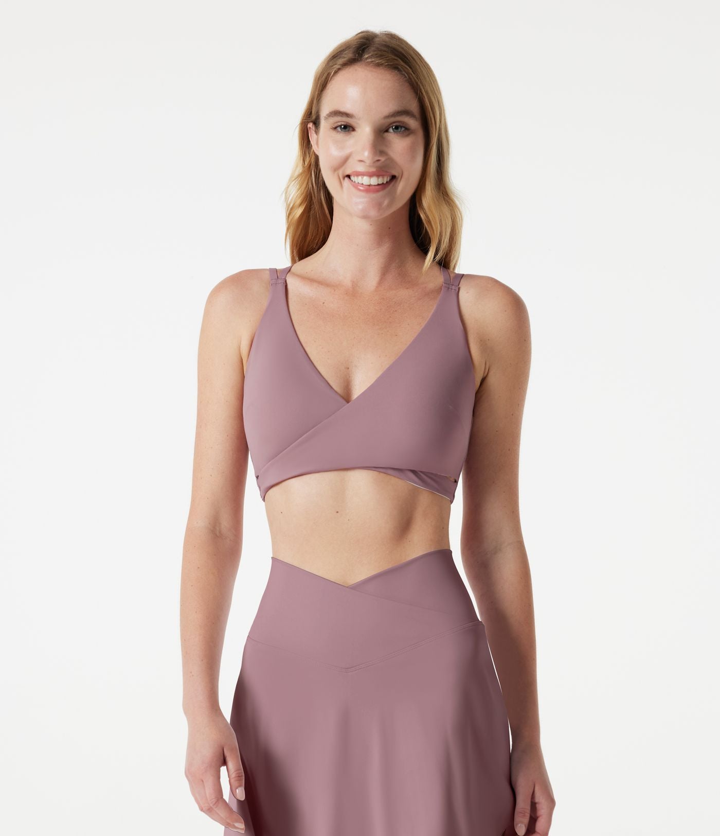 Brassière de sport yoga à maintien léger, col V, brassière intégrée, à effet frais InstantCool, séchage rapide, protection solaire UPF50+