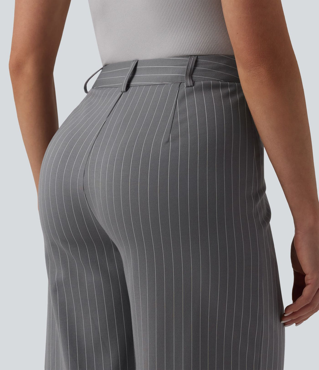Pantalon Halara Flex™ tailleur large taille mi-haute à rayures à effet frais InstantCool et poches