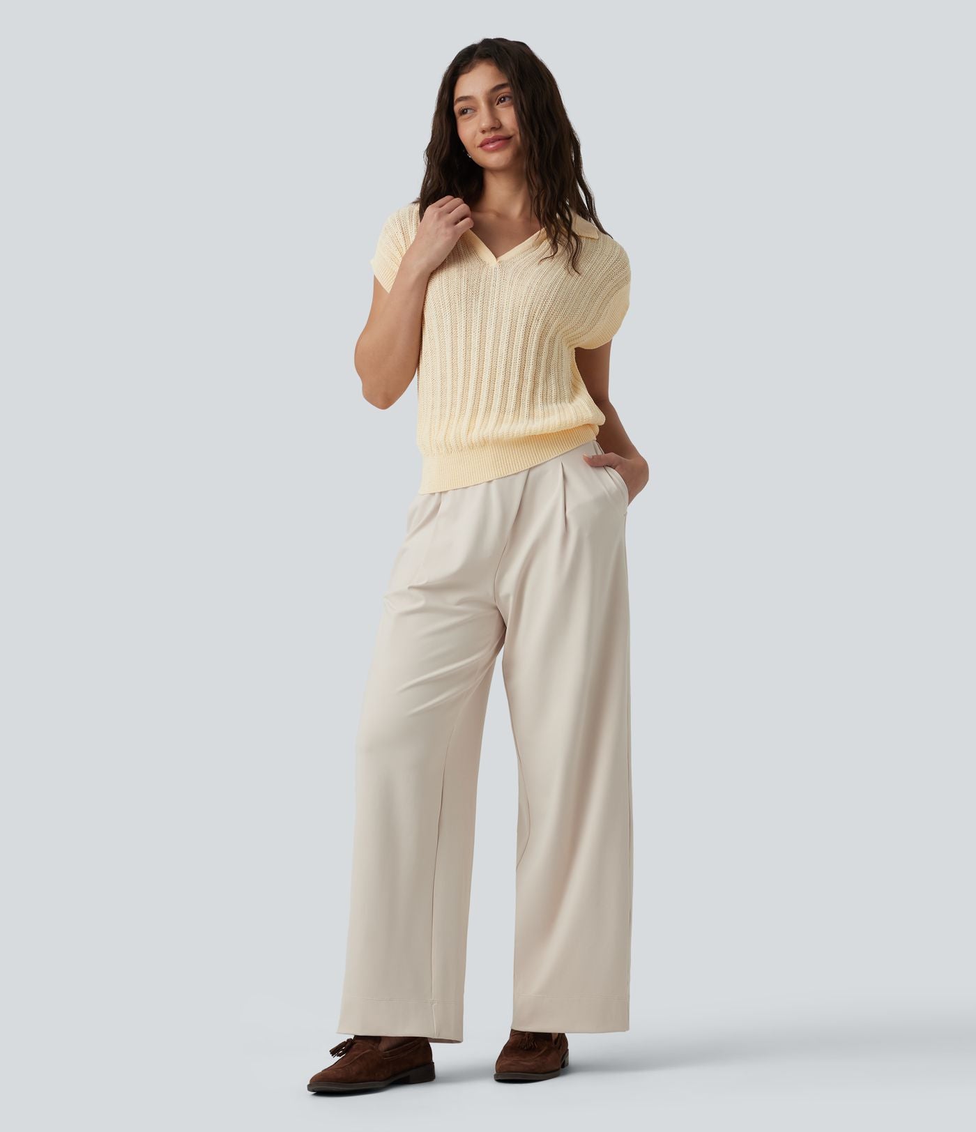 Pull de travail col polo manches courtes