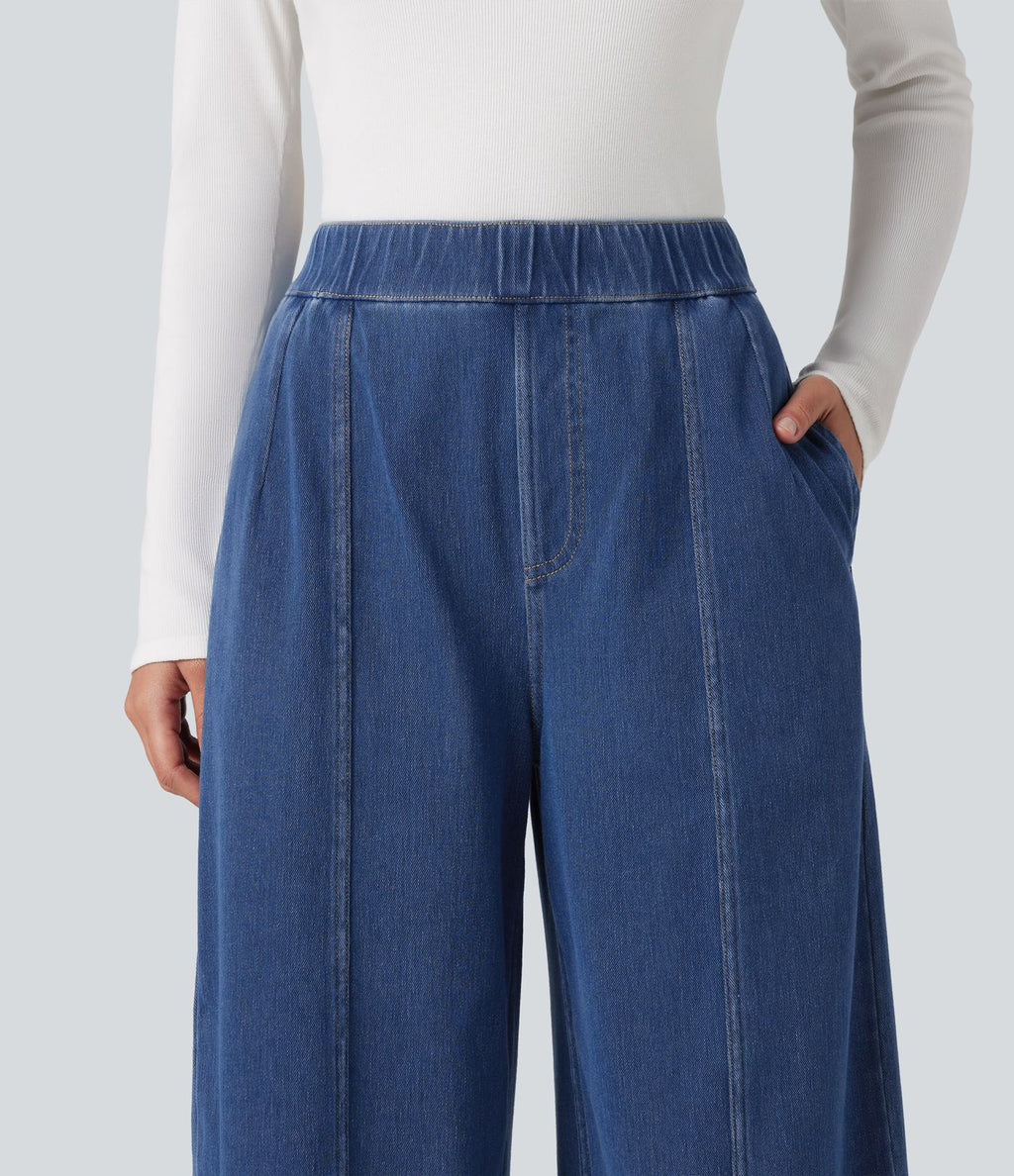 Jean barrel casual taille haute Halara Flex™ à poches