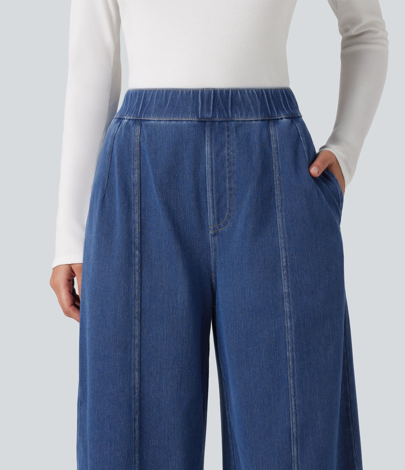 Jean barrel casual taille haute Halara Flex™ à poches