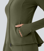 Veste ajustée col montant zippée avec passants pouces et ourlet à volants DayStretch avec poches