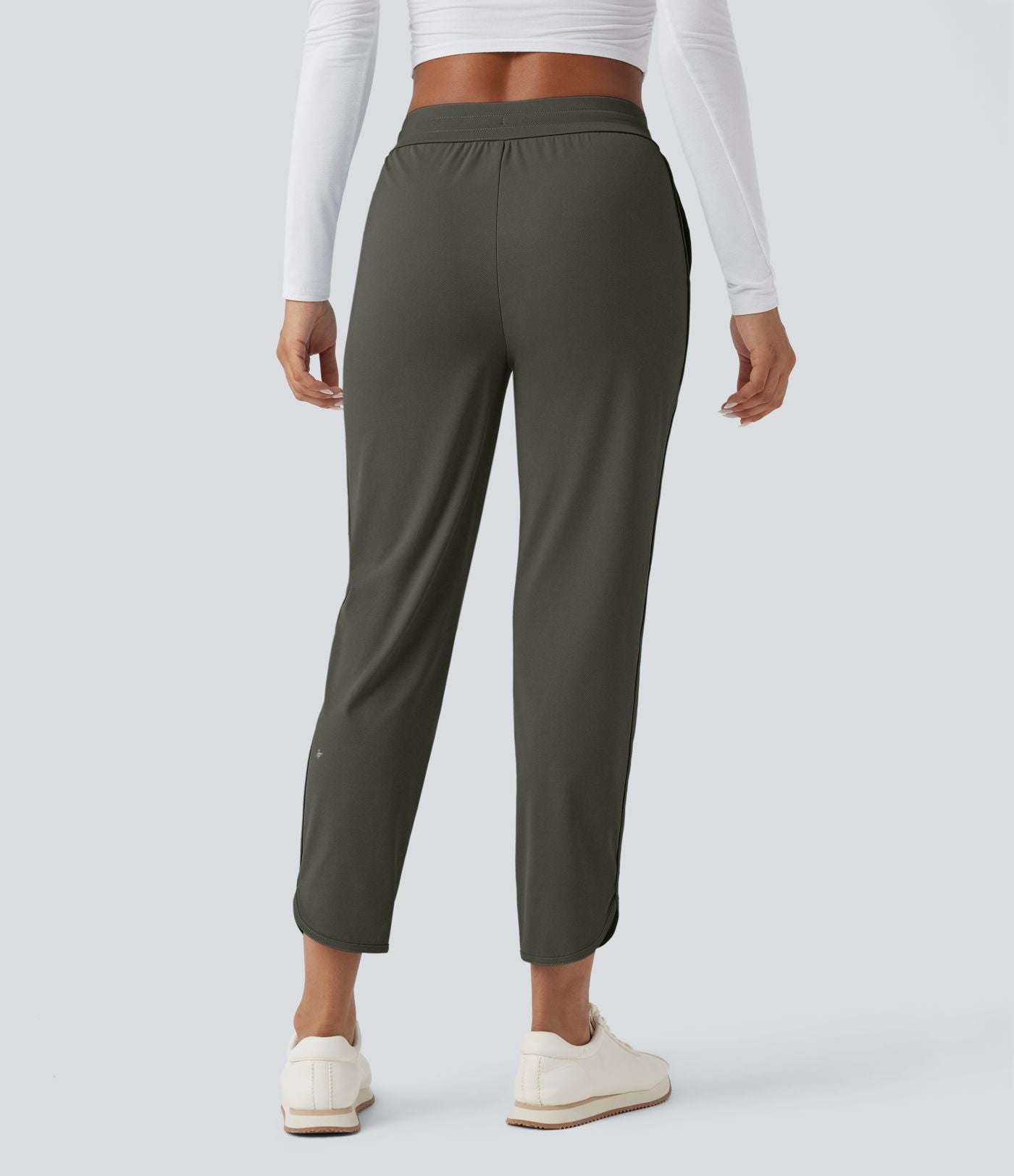 Pantalon de golf fuselé, taille mi-haute, cordon, ourlet courbé, séchage rapide, avec poches—UPF40+