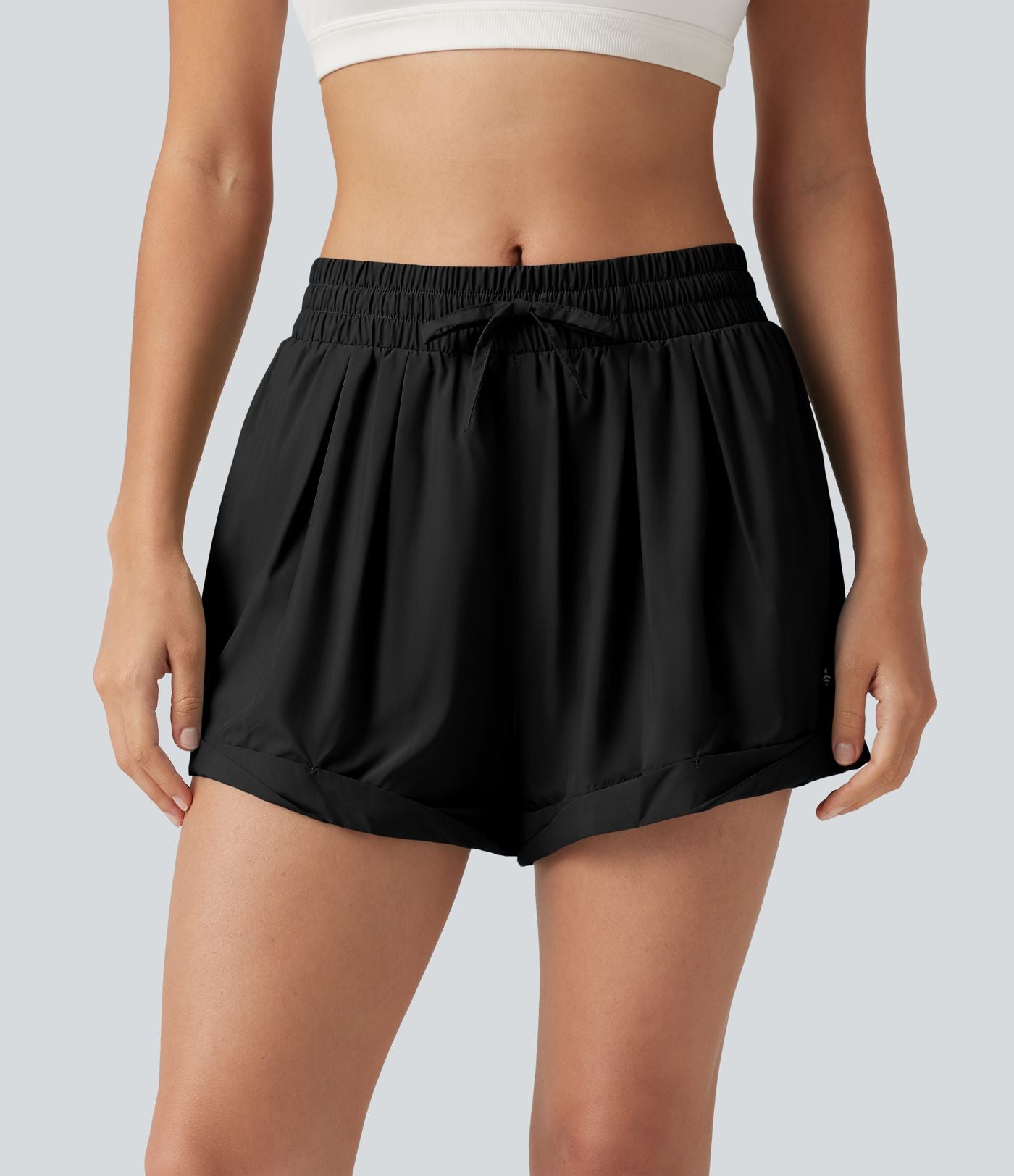 Short de running baggy 2-en-1 taille mi-haute avec cordon ajustable et poche