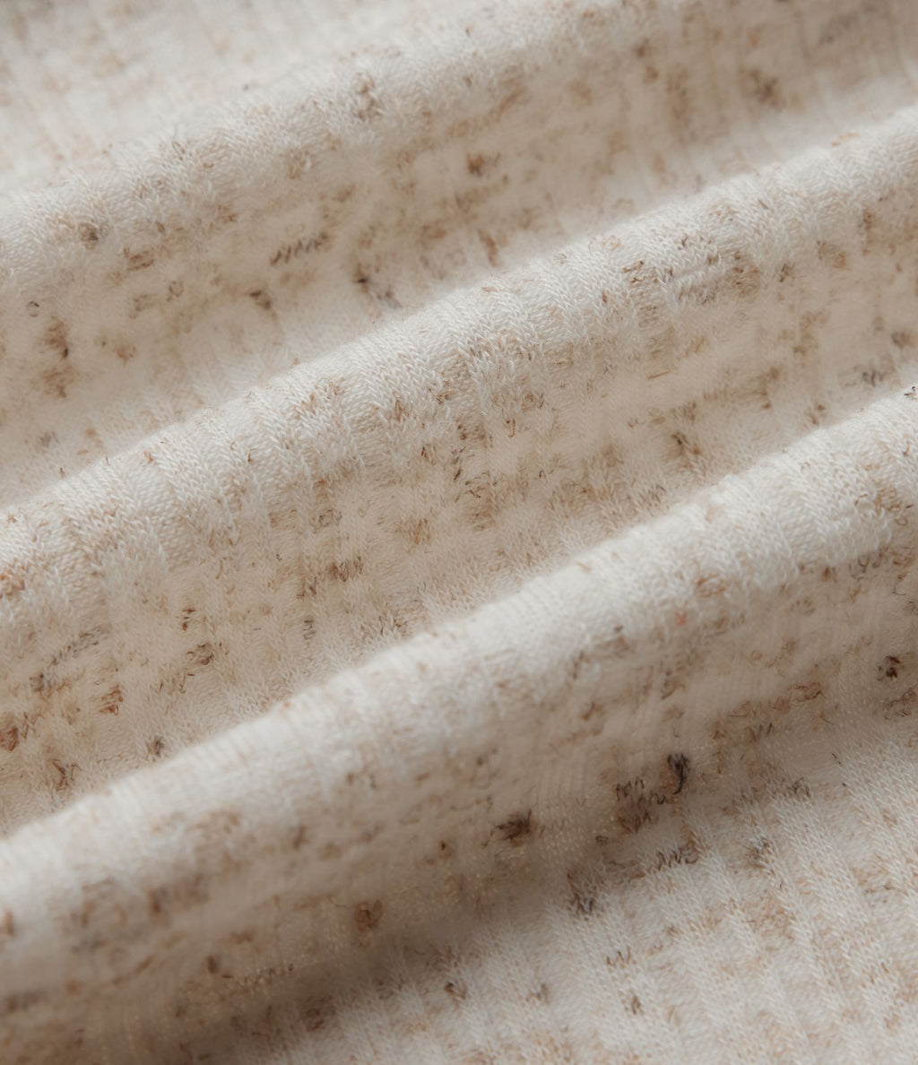 Robe mini décontractée 2-en-1 en maille côtelée mélange de lin, col V, manches courtes, coupe fluide